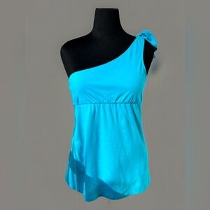 Lilly Pulitzer Sunday turquoise one shoulder top NWOT L